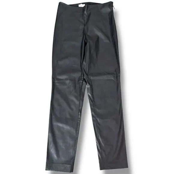 NWT French Connection Black Faux Leather Straight Leg Pants | Size 8 - Picture 2 of 9